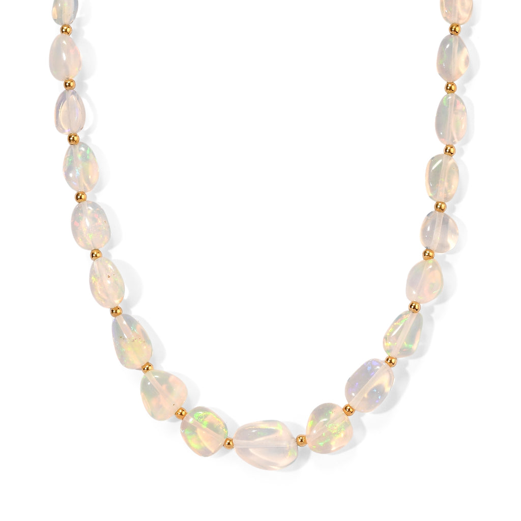D'Joy - Ethiopian Opal Beads Necklace (Size - 18+2 Ext) in 18K Vermeil Yellow Gold Plated Sterling Silver 40.00 Ct._8630816_3