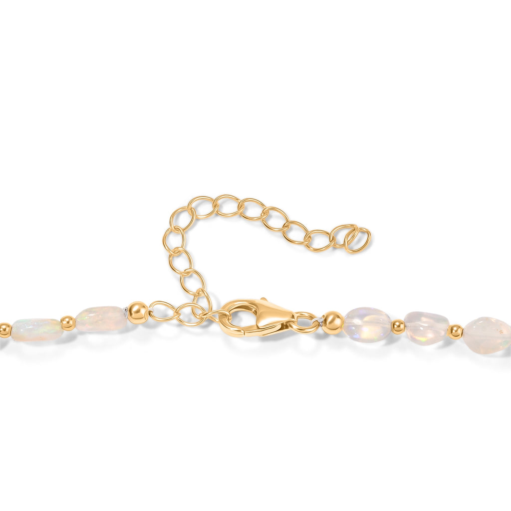 D'Joy - Ethiopian Opal Beads Necklace (Size - 18+2 Ext) in 18K Vermeil Yellow Gold Plated Sterling Silver 40.00 Ct._8630816_4