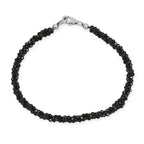 D'Joy - Black Spinel Beads Bracelet (Size - 7.5) in Rhodium Overlay Sterling Silver 47.00 Ct._8630850_3