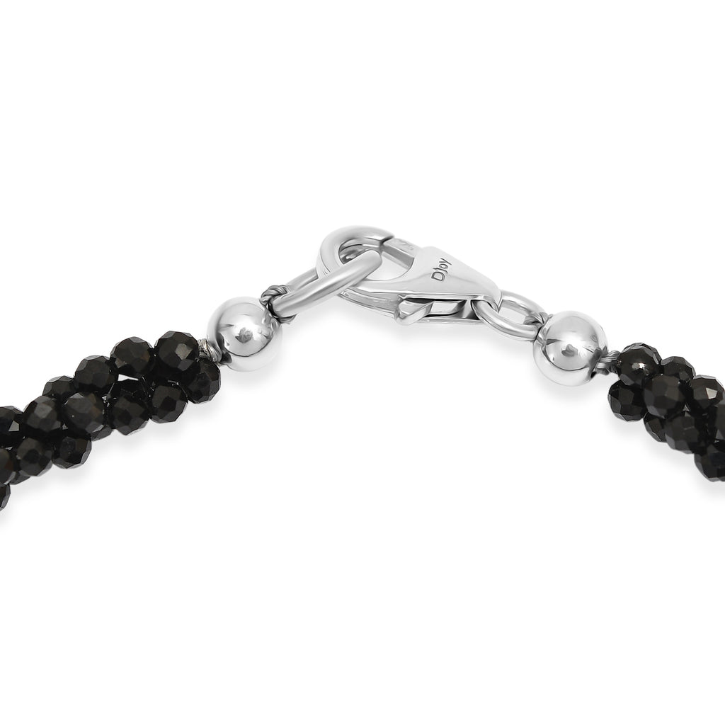 D'Joy - Black Spinel Beads Bracelet (Size - 7.5) in Rhodium Overlay Sterling Silver 47.00 Ct._8630850_4