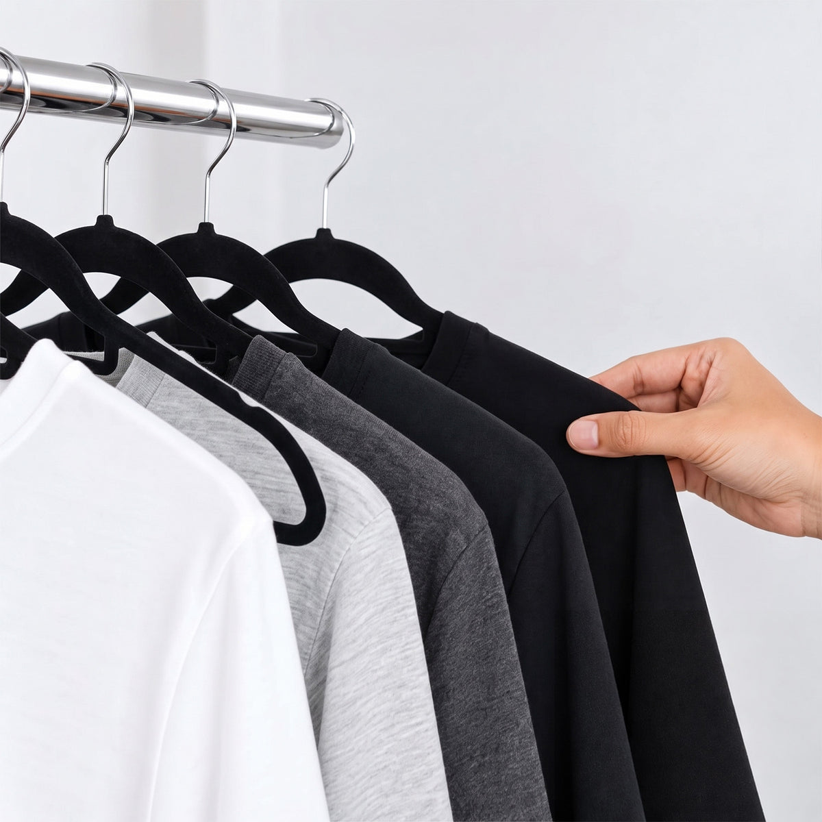 LIVMORE 50 Pack Non Slip Velvet Clothes Hangers with Silver Hook (44.5 x 22cm) - Black 8630979 4