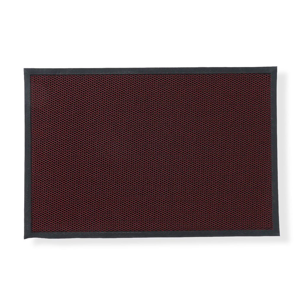Heavy Duty Dirt Trapping Elastic Wire Doormat - Non Slip Entrance Mat - Black & Red_8630982_1