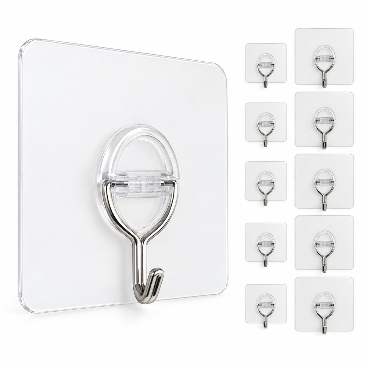 LIVMORE 12-Piece Heavy Duty Transparent Removable Wall Hooks Set. Can hold up to 7kgs weight 8631042 0
