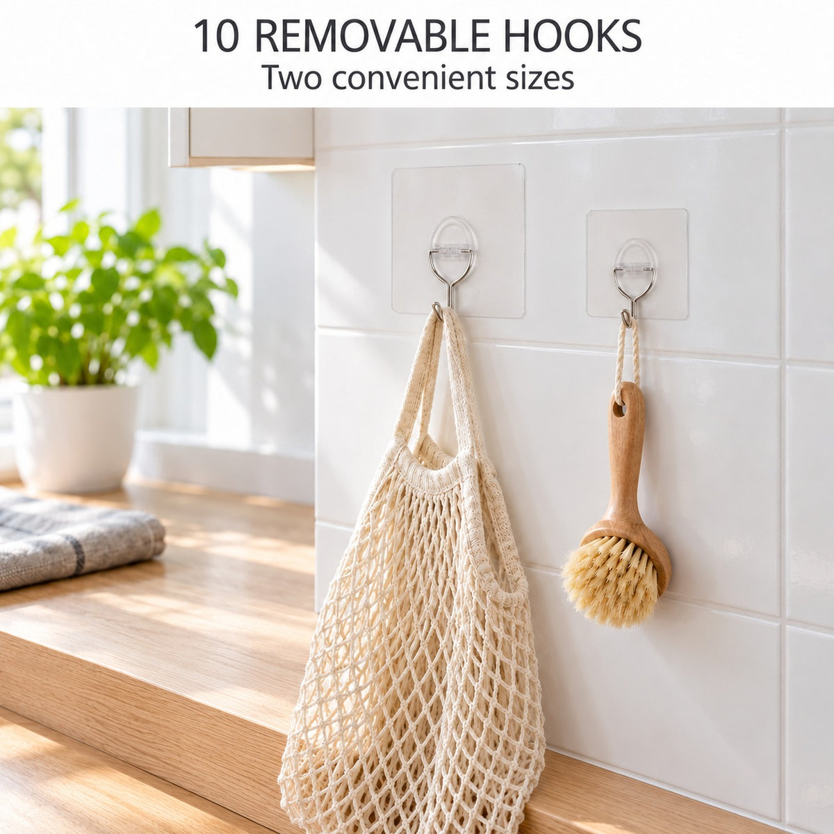 LIVMORE 12-Piece Heavy Duty Transparent Removable Wall Hooks Set. Can hold up to 7kgs weight 8631042 2