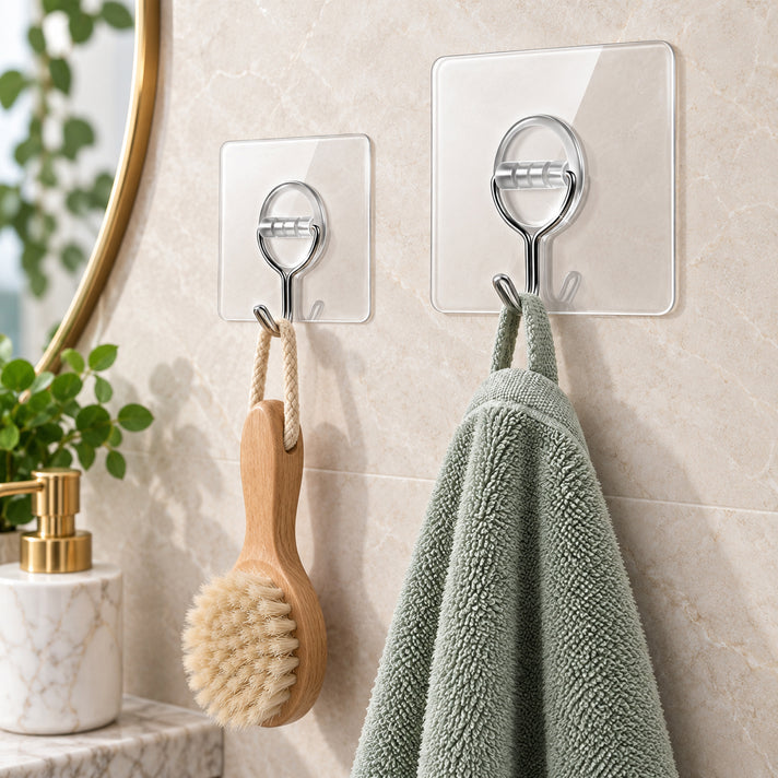 LIVMORE 12-Piece Heavy Duty Transparent Removable Wall Hooks Set 8631042 2
