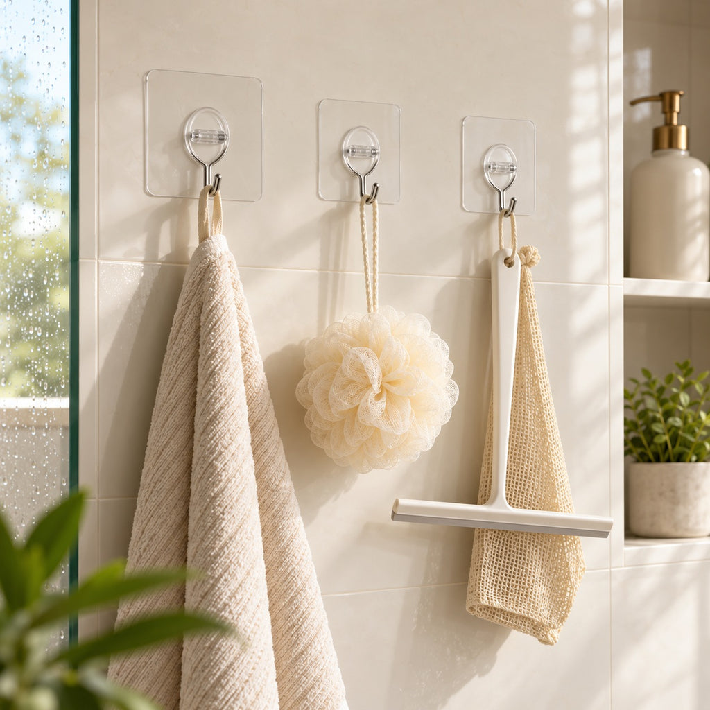 LIVMORE 12-Piece Heavy Duty Transparent Removable Wall Hooks Set. Can hold up to 7kgs weight_8631042_2
