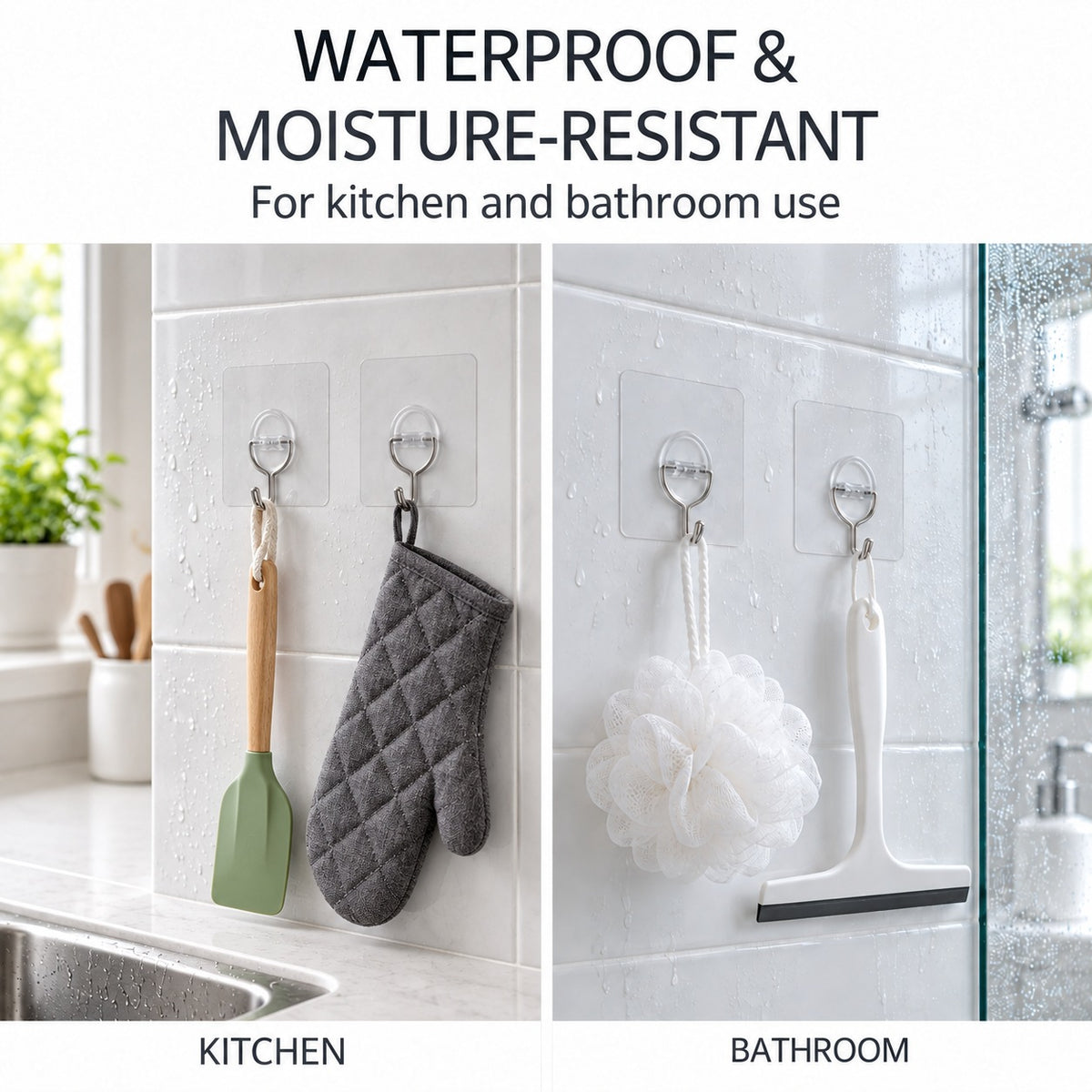 LIVMORE 12-Piece Heavy Duty Transparent Removable Wall Hooks Set. Can hold up to 7kgs weight 8631042 4