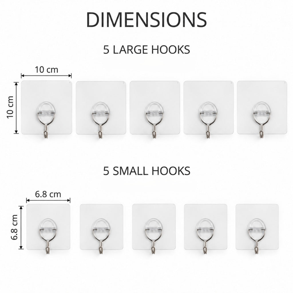 LIVMORE 12-Piece Heavy Duty Transparent Removable Wall Hooks Set. Can hold up to 7kgs weight_8631042_5