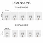 LIVMORE 12-Piece Heavy Duty Transparent Removable Wall Hooks Set. Can hold up to 7kgs weight_8631042_5