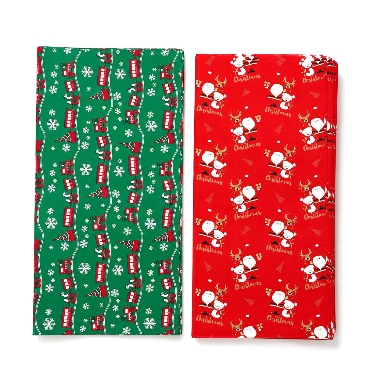 Set of 2 - Christmas Gift Wrapping Paper Sheets (56x56cm) - Red &amp; Dark Green - 40 Sheets Total 8631056 0
