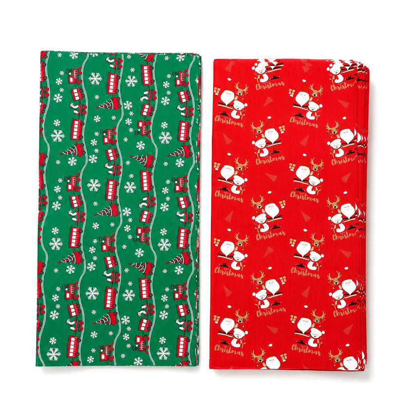 Set of 2 - Christmas Gift Wrapping Paper Sheets (56x56cm) - Red & Dark Green - 40 Sheets Total_8631056