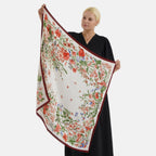 Designer Inspired Floral Print Multi-Colour Square Scarf (88x88cm) - Burgundy_8631199