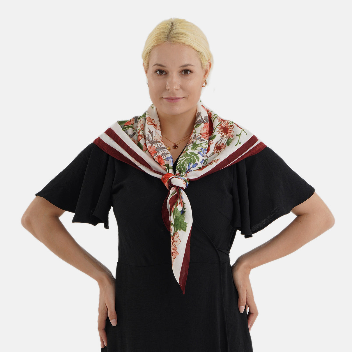Designer Inspired Printed Multi-Colour Square Scarf 8631199 1