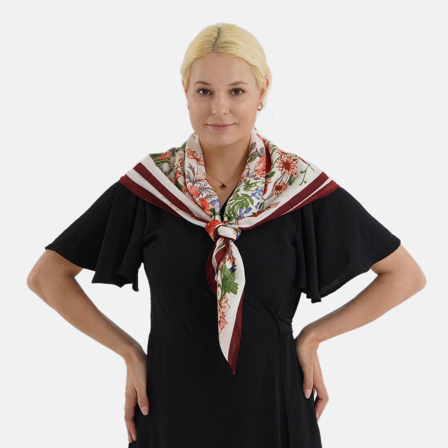 Designer Inspired Printed Multi-Colour Square Scarf 8631199 1