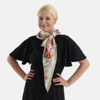 Designer Inspired Floral Print Multi-Colour Square Scarf (88x88cm) - Cream_8631200_2