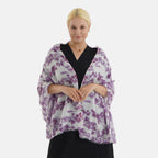 Nature-inspired Floral Print Scarf (80x180cm) - White & Purple_8631270