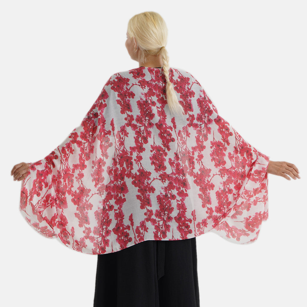 Nature-inspired Floral Print Scarf (80x180cm) - Red_8631271_1
