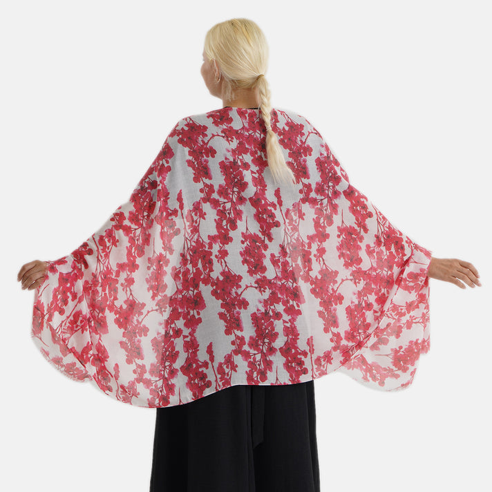 Nature-inspired Floral Print Scarf (80x180cm) - Red V32635719 2