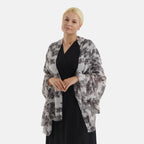 Nature-inspired Floral Print Scarf (80x180cm) - Grey_8631272