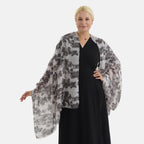 Nature-inspired Floral Print Scarf (80x180cm) - Grey_8631272_2