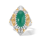 EverTrue Green Onyx Fillegree Work Ring Pure Yellow Brass  5.060  Ct._8631399
