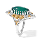 EverTrue Green Onyx Fillegree Work Ring Pure Yellow Brass  5.060  Ct._8631399_3
