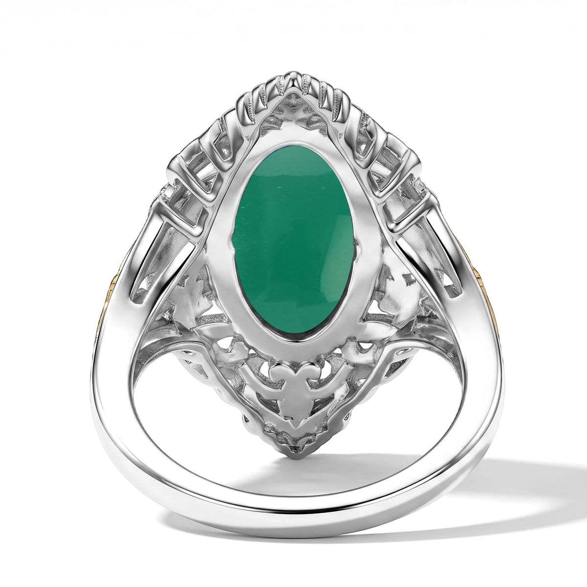 EverTrue Green Onyx Fillegree Work Ring Pure Yellow Brass  5.060  Ct. 8631399 4