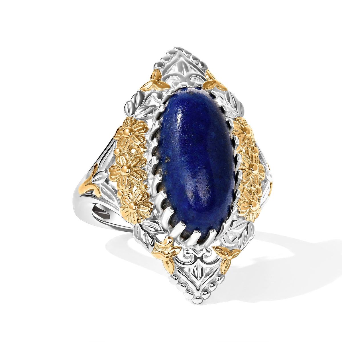 EverTrue Lapis Lazuli Fillegree Work Ring Pure Yellow Brass  5.585  Ct. 8631408 0