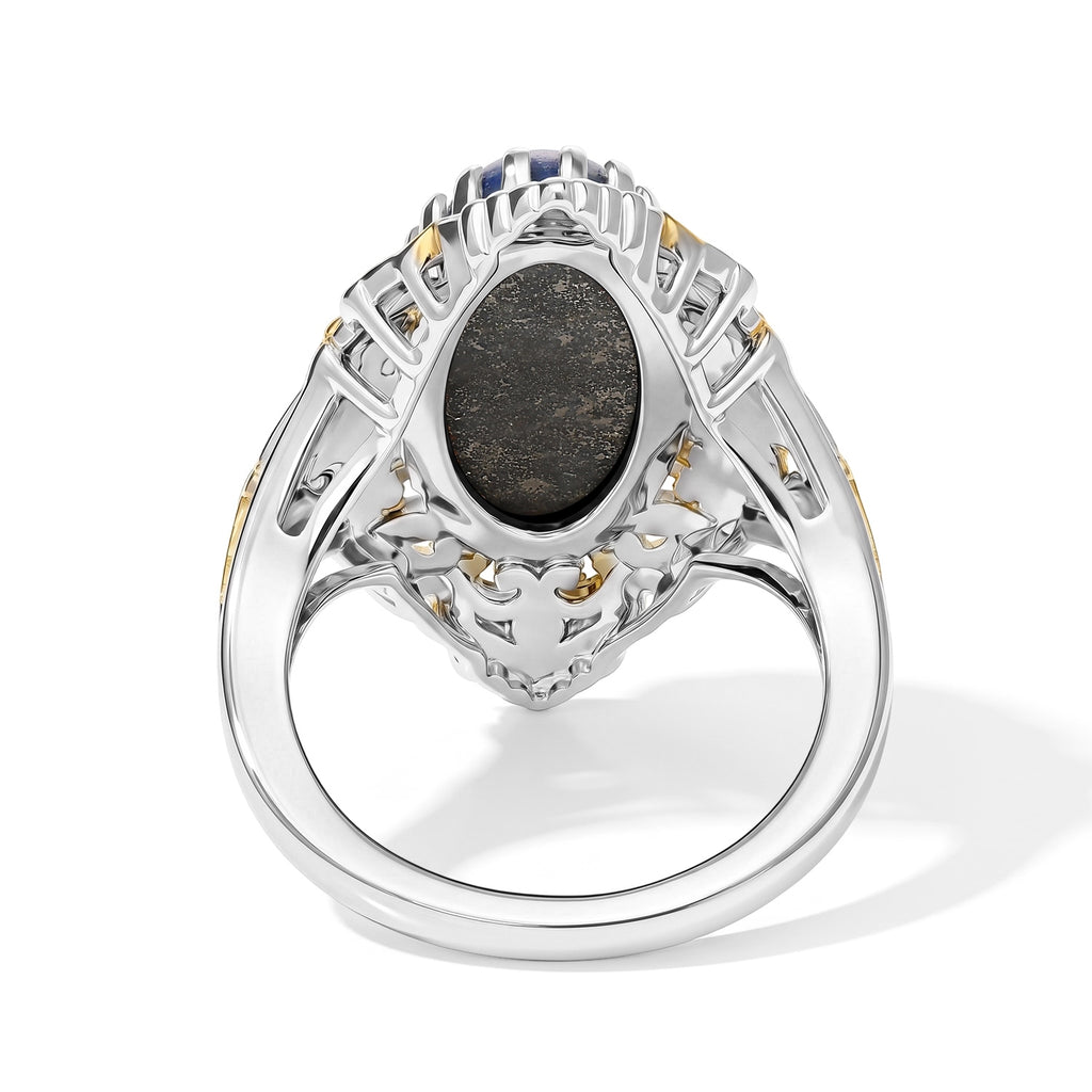 EverTrue Lapis Lazuli Fillegree Work Ring Pure Yellow Brass  5.585  Ct._8631408_4