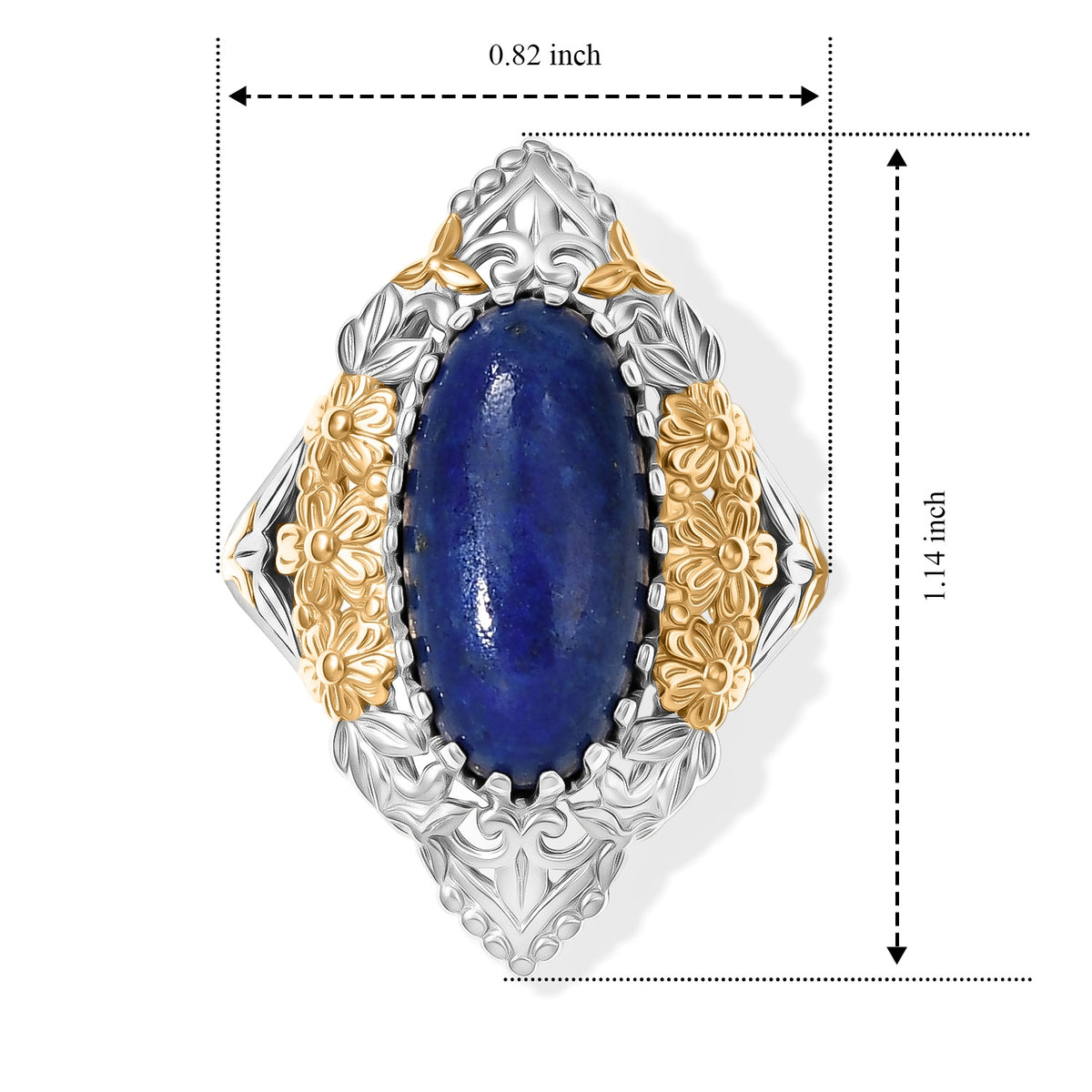 EverTrue Lapis Lazuli Fillegree Work Ring Pure Yellow Brass  5.585  Ct. 8631408 5
