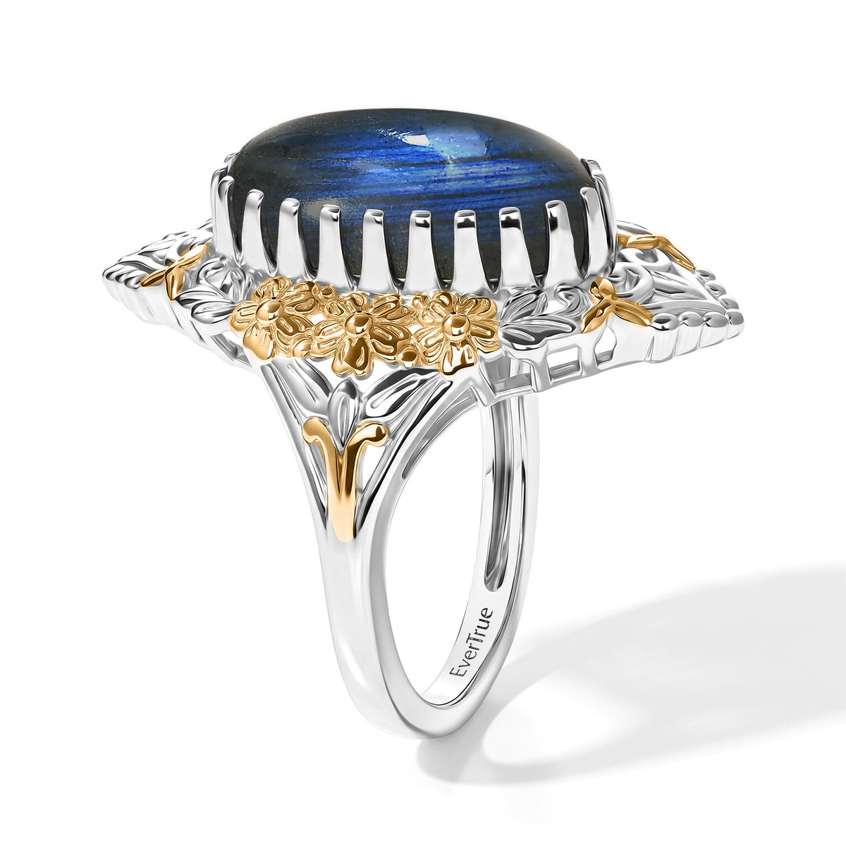 EverTrue Labradorite Fillegree Work Ring Pure Yellow Brass  5.355  Ct. 8631417 3