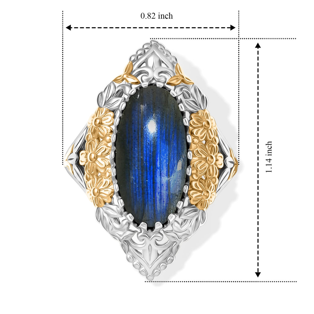 EverTrue Labradorite Fillegree Work Ring Pure Yellow Brass  5.355  Ct._8631417_5
