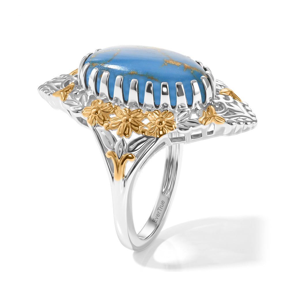 EverTrue Blue Mojave Turquoise Fillegree Work Ring Pure Yellow Brass  4.160  Ct._8631426_3