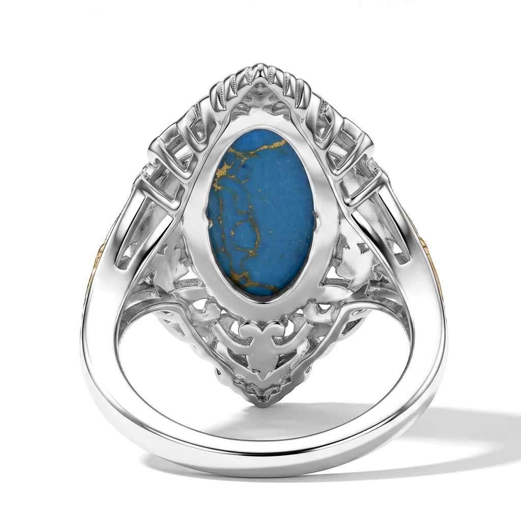 EverTrue Blue Mojave Turquoise Fillegree Work Ring Pure Yellow Brass  4.160  Ct._8631426_4