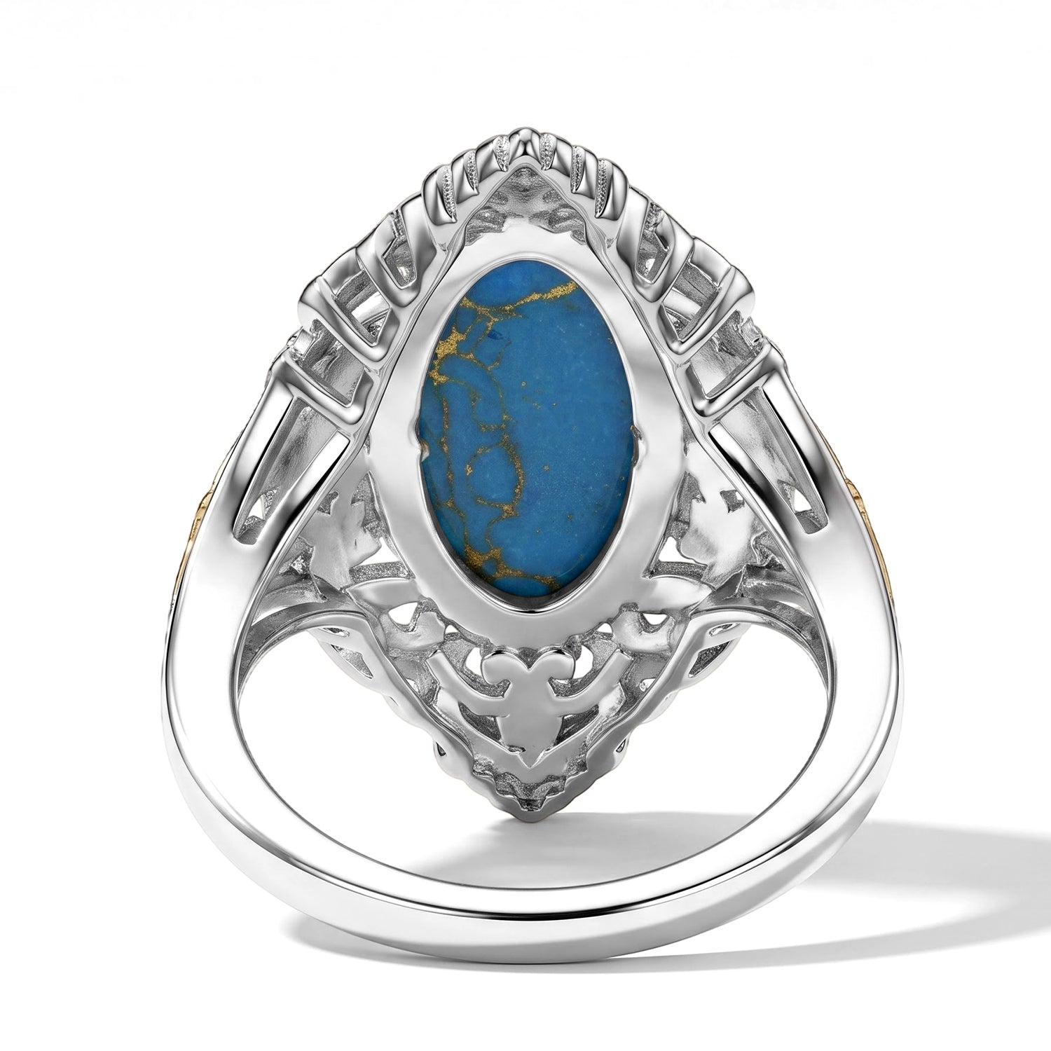 EverTrue Blue Mojave Turquoise Fillegree Work Ring Pure Yellow Brass  4.160  Ct. 8631426 4