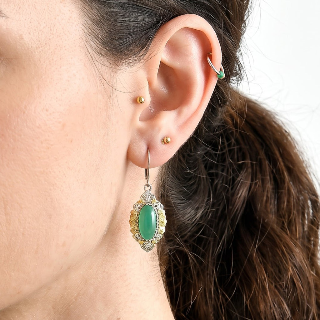 EverTrue Green Onyx Fancy Earring Pure Yellow Brass  6.968  Ct._8631448_2