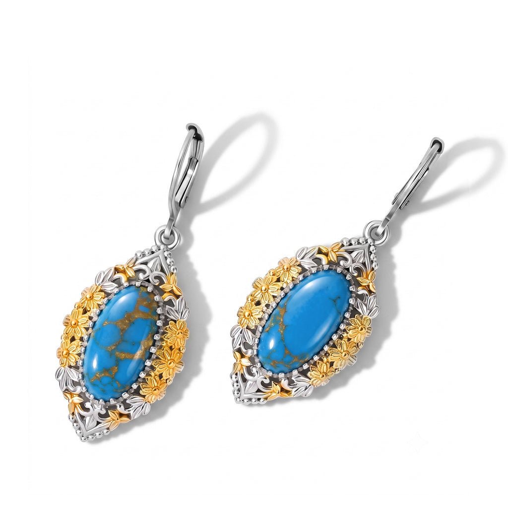 EverTrue Blue Mojave Turquoise Fancy Earring Pure Yellow Brass  5.404  Ct._8631479