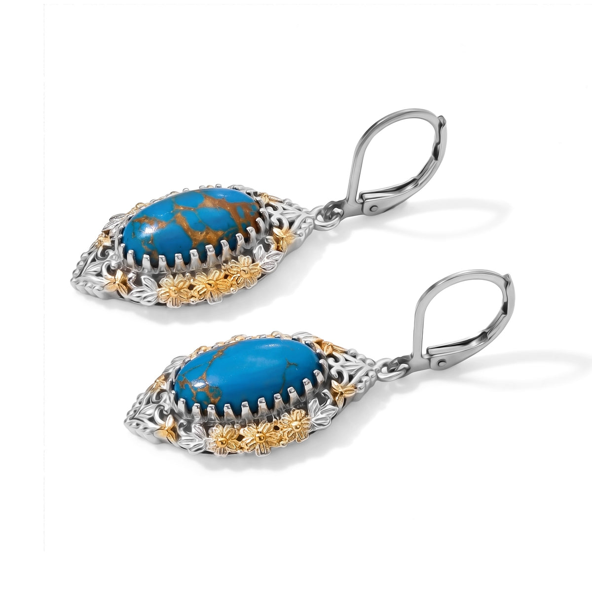 EverTrue - Blue Mojave Turquoise Earring with Lever Back 5.40 Ct. 8631479 3