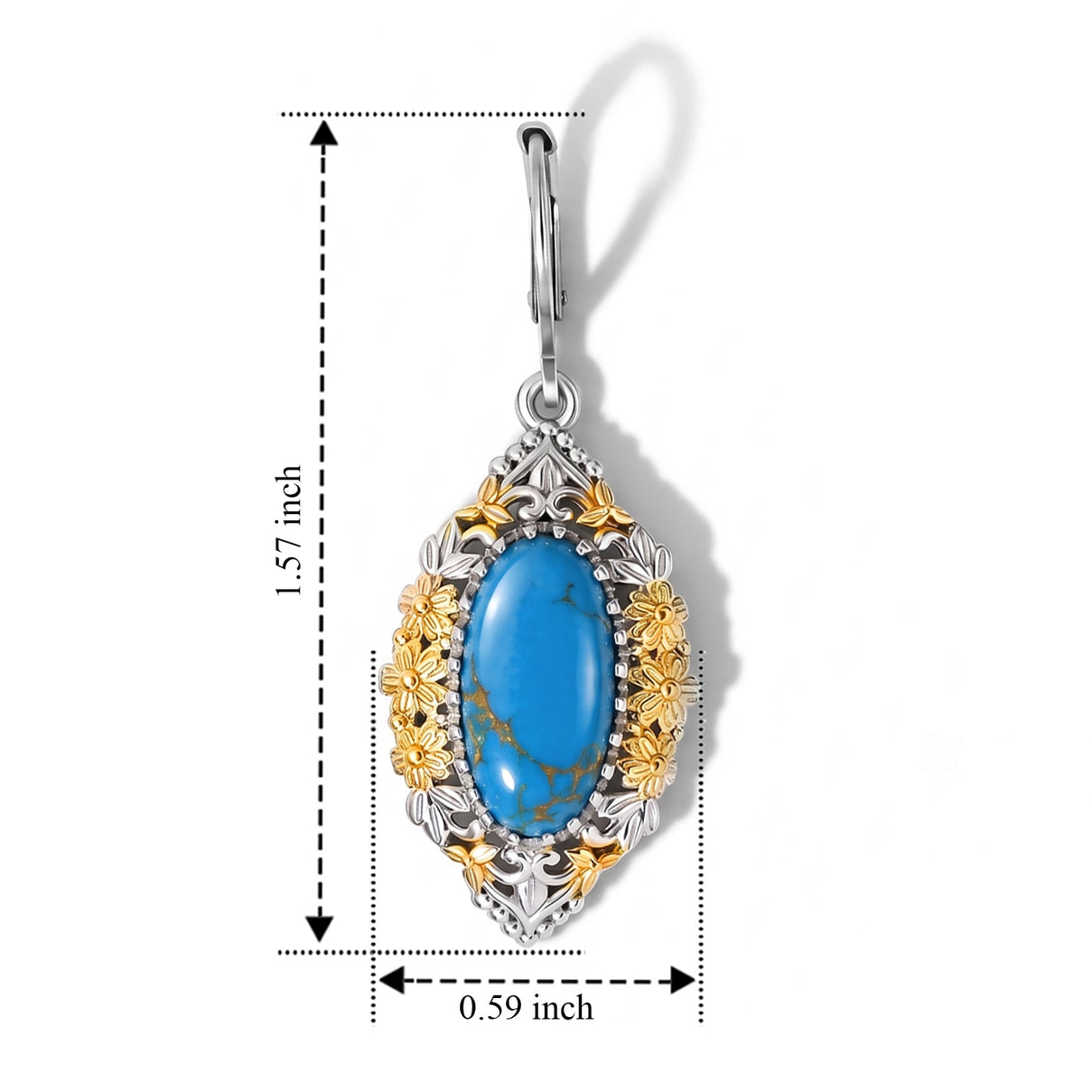 EverTrue - Blue Mojave Turquoise Earring with Lever Back 5.40 Ct. 8631479 4