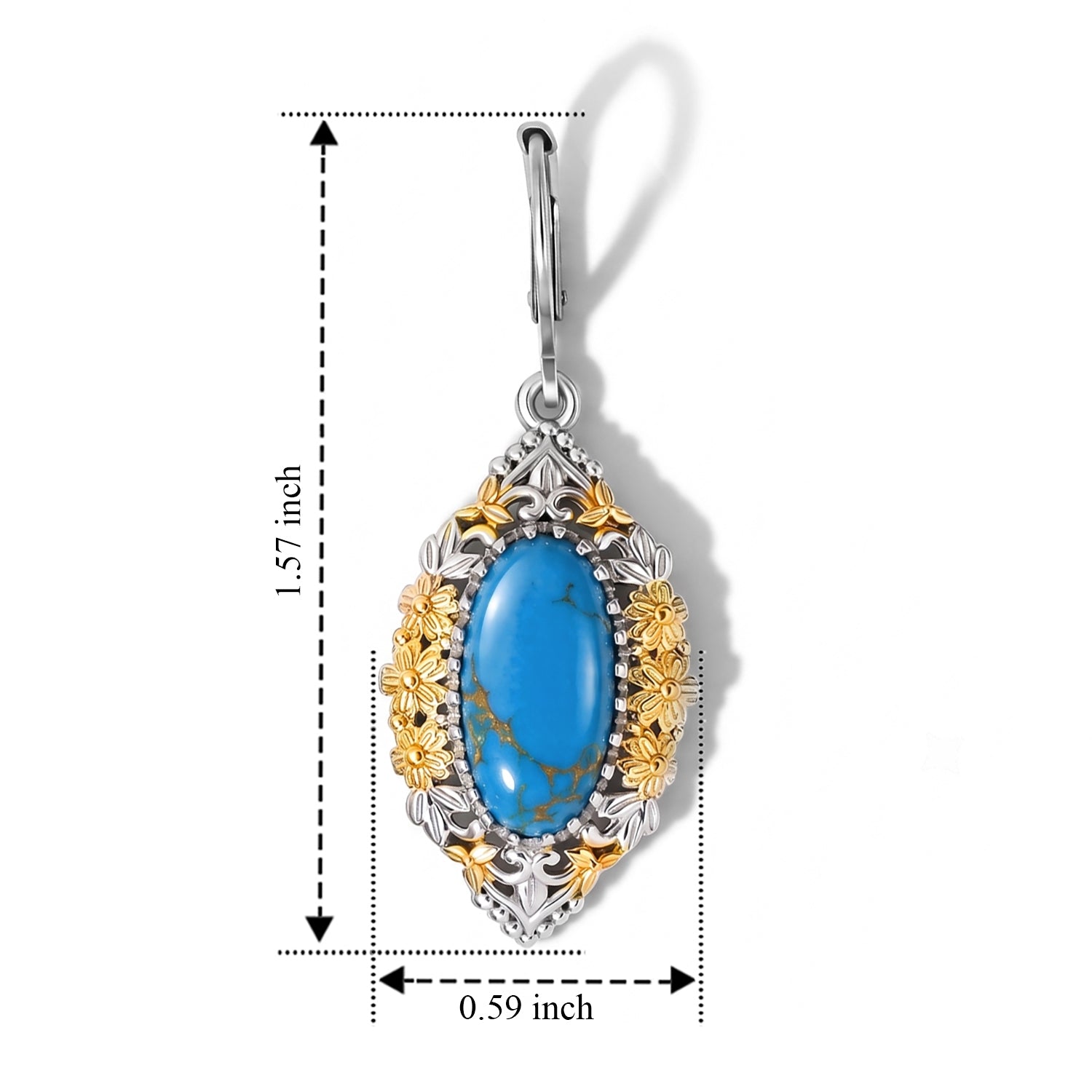 EverTrue - Blue Mojave Turquoise Earring with Lever Back 5.40 Ct. 8631479 4