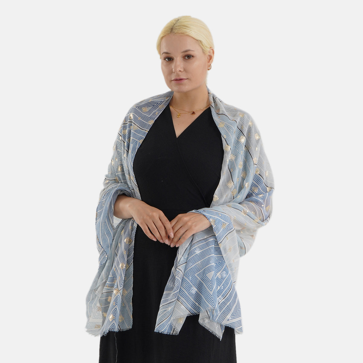 Geometric Print Multi-Colour Scarf (85x180cm) - Blue V32621624 0