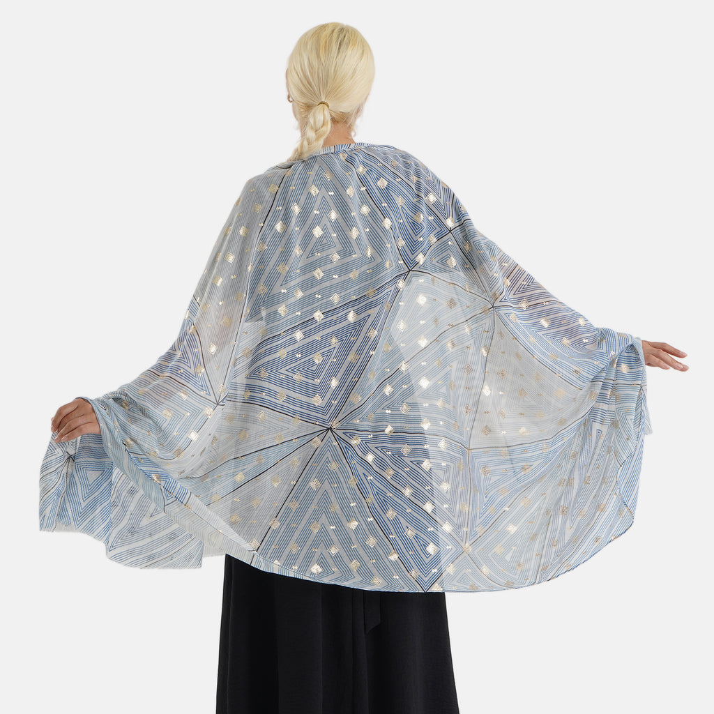Geometric Print Multi-Colour Scarf (85x180cm) - Blue_8631504_1