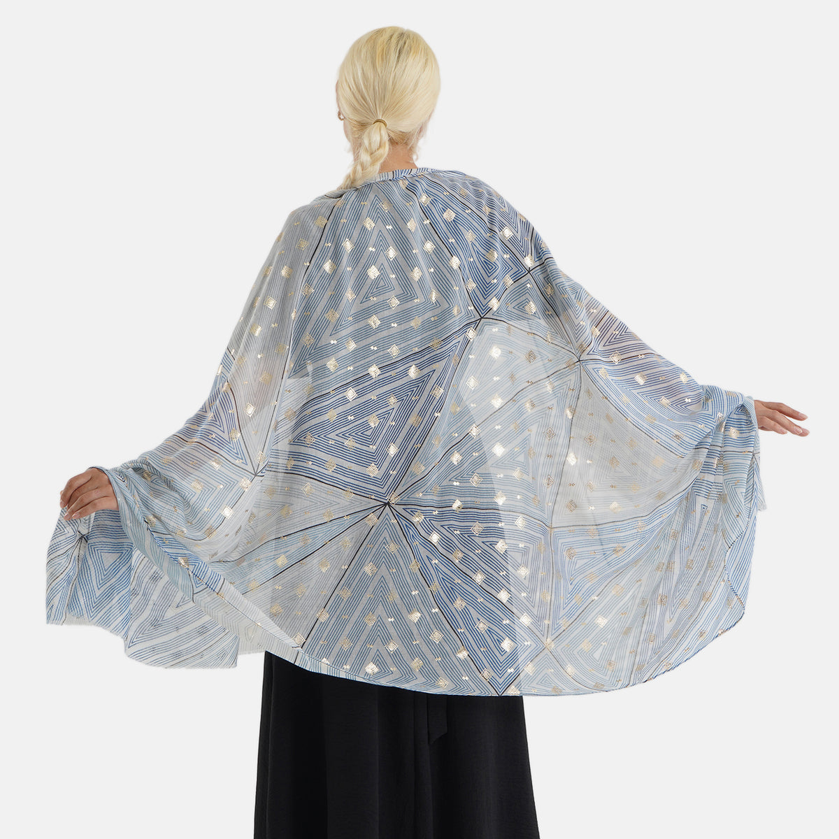 Geometric Print Multi-Colour Scarf (85x180cm) - Blue V32621624 2