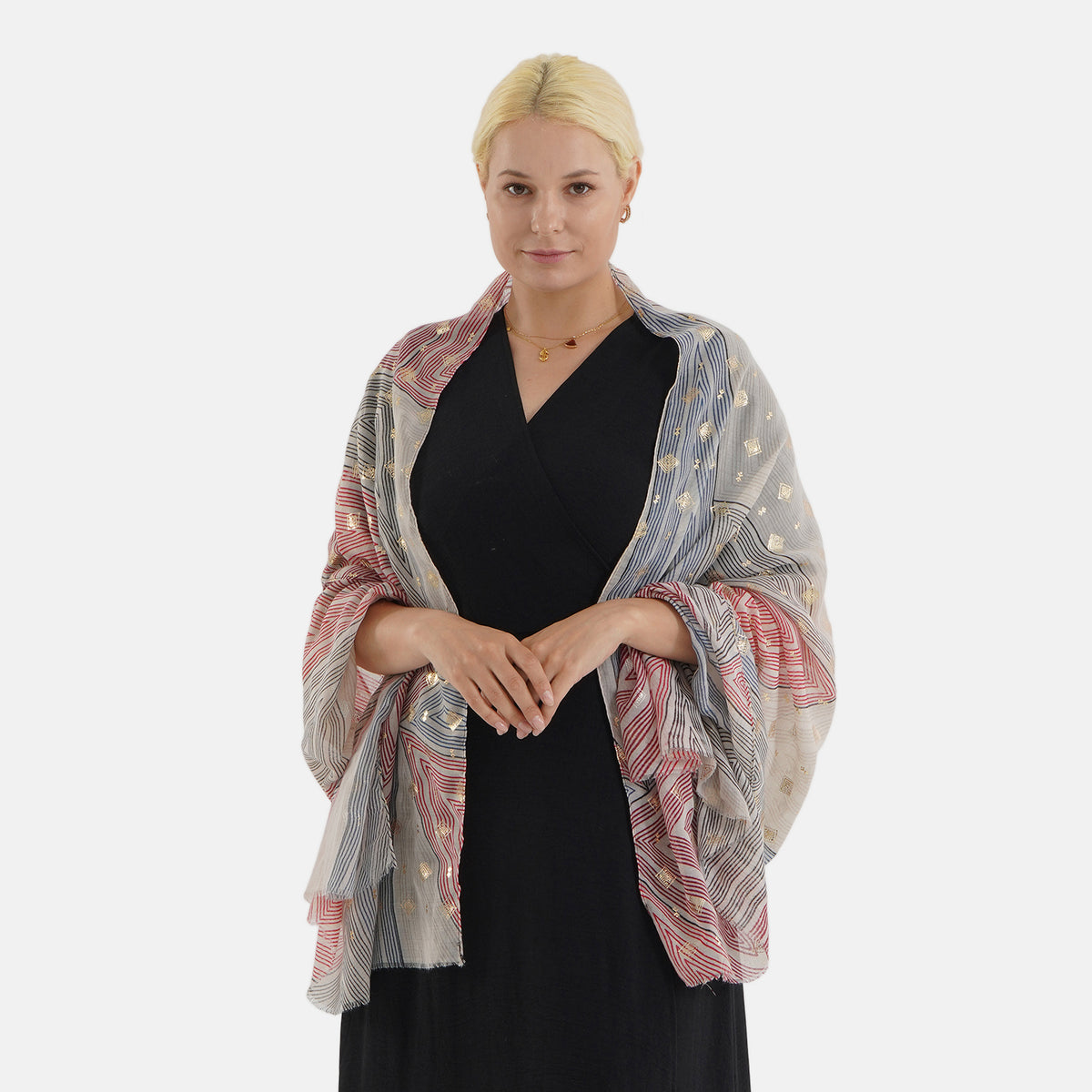 Geometric Print Multi-Colour Scarf (85x180cm) - Red V32621451 0