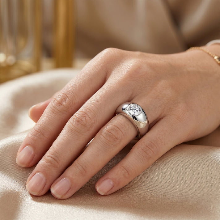 Live From Vegas - Luxuriant - Lab Grown Diamond (SI-G-H) Solitaire Band Ring in Rhodium Overlay Sterling Silver 1.00 Ct. 8631539 2