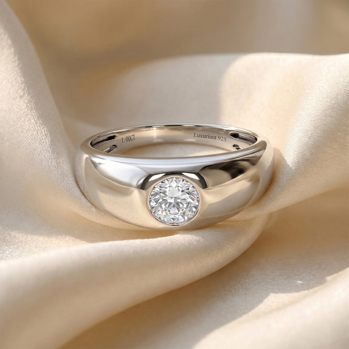 Live From Vegas - Luxuriant - Lab Grown Diamond (SI/G-H) Solitaire Band Ring in Rhodium Overlay Sterling Silver 1.00 Ct. 8631539 3