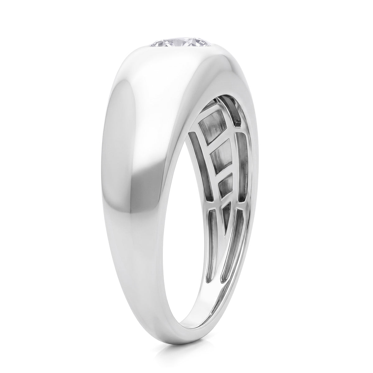Live From Vegas - Luxuriant - Lab Grown Diamond (SI/G-H) Solitaire Band Ring in Rhodium Overlay Sterling Silver 1.00 Ct. 8631539 4