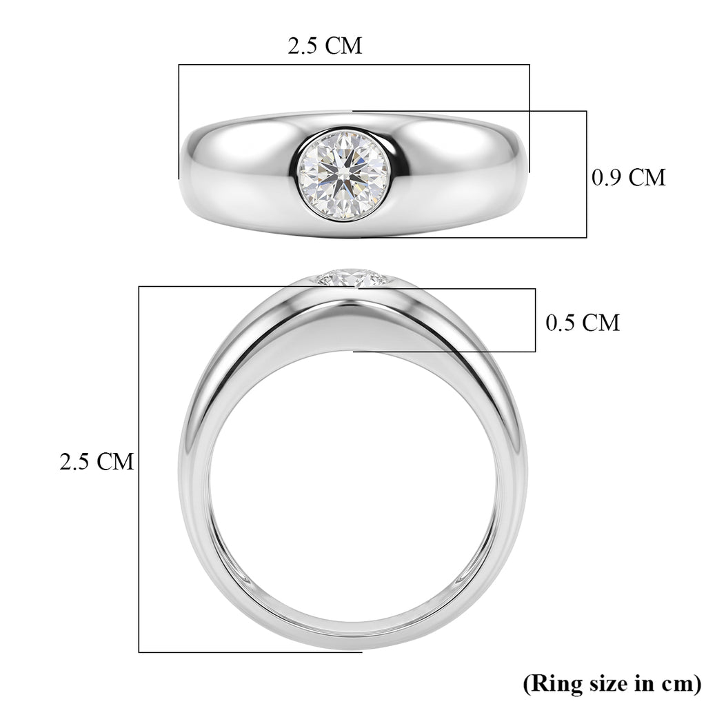 Live From Vegas - Luxuriant - Lab Grown Diamond (SI/G-H) Solitaire Band Ring in Rhodium Overlay Sterling Silver 1.00 Ct._8631539_5