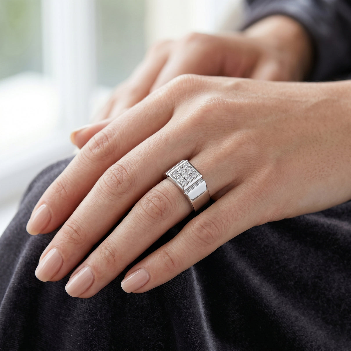Live From Vegas - Luxuriant - Lab Grown Diamond (SI-G-H) Band Ring in Rhodium Overlay Sterling Silver 0.30 Ct. 8631549 2