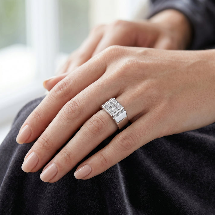 Live From Vegas - Luxuriant - Lab Grown Diamond (SI-G-H) Band Ring in Rhodium Overlay Sterling Silver 0.30 Ct. 8631549 2